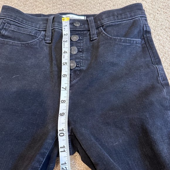 Madewell Jeans 10" High-Rise Roadtripper Skinny Boho Black Distress Sz 26P K9922 - Picture 9 of 15